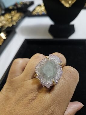 Gold-Set Geode Statement Ring